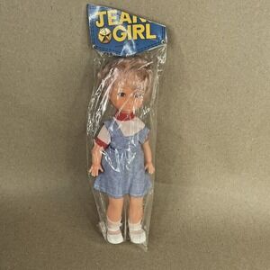 Vintage 70s Kmart Blue Box Jeans Girl Doll Figure 10 3/4"‎ Tall NOS Blonde Hair